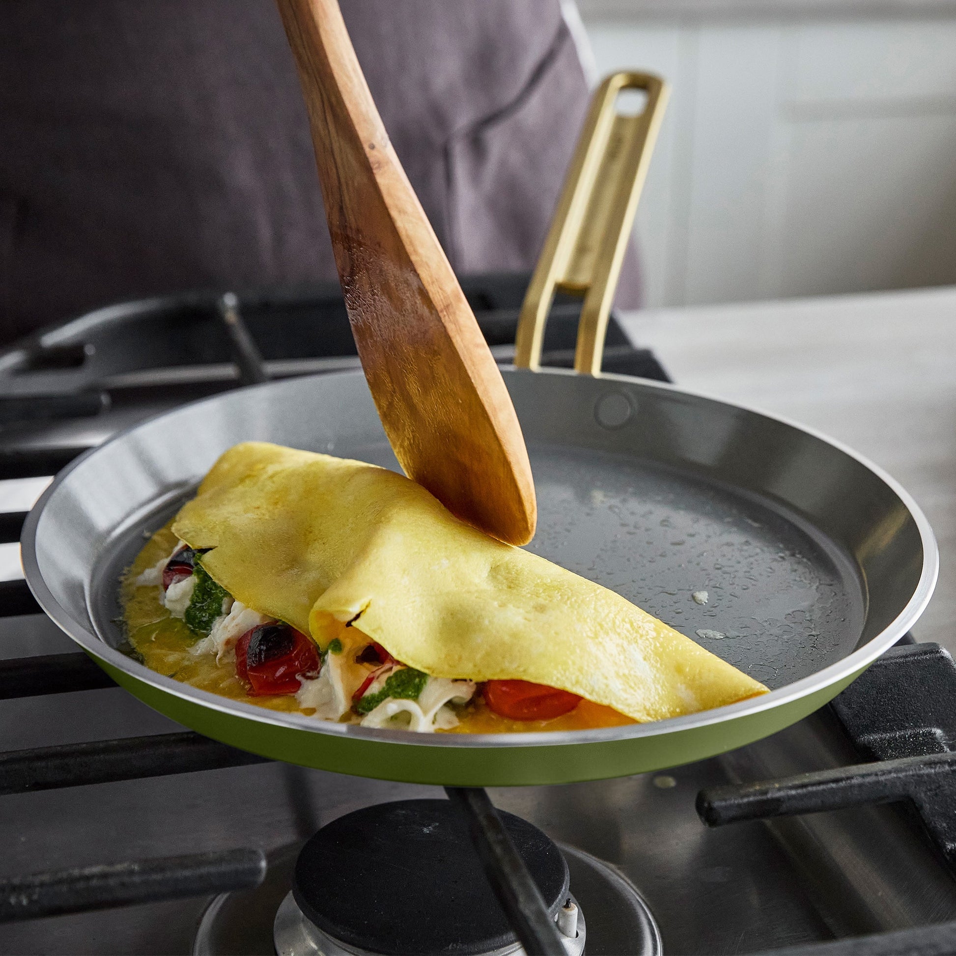 Stanley Tucci™ Ceramic Nonstick 10" Crepe and Omelette Pan | Tuscan Olive