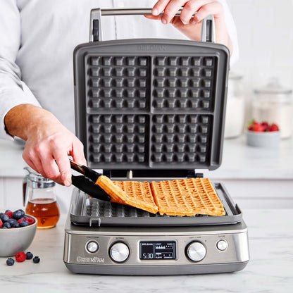 Elite Ceramic Nonstick 4-Square Waffle Maker | Premiere Stainless Steel