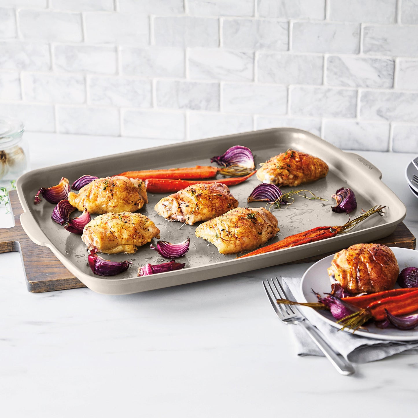 Premiere Ovenware Ceramic Nonstick 18" x 13" Half Sheet Pan | Taupe