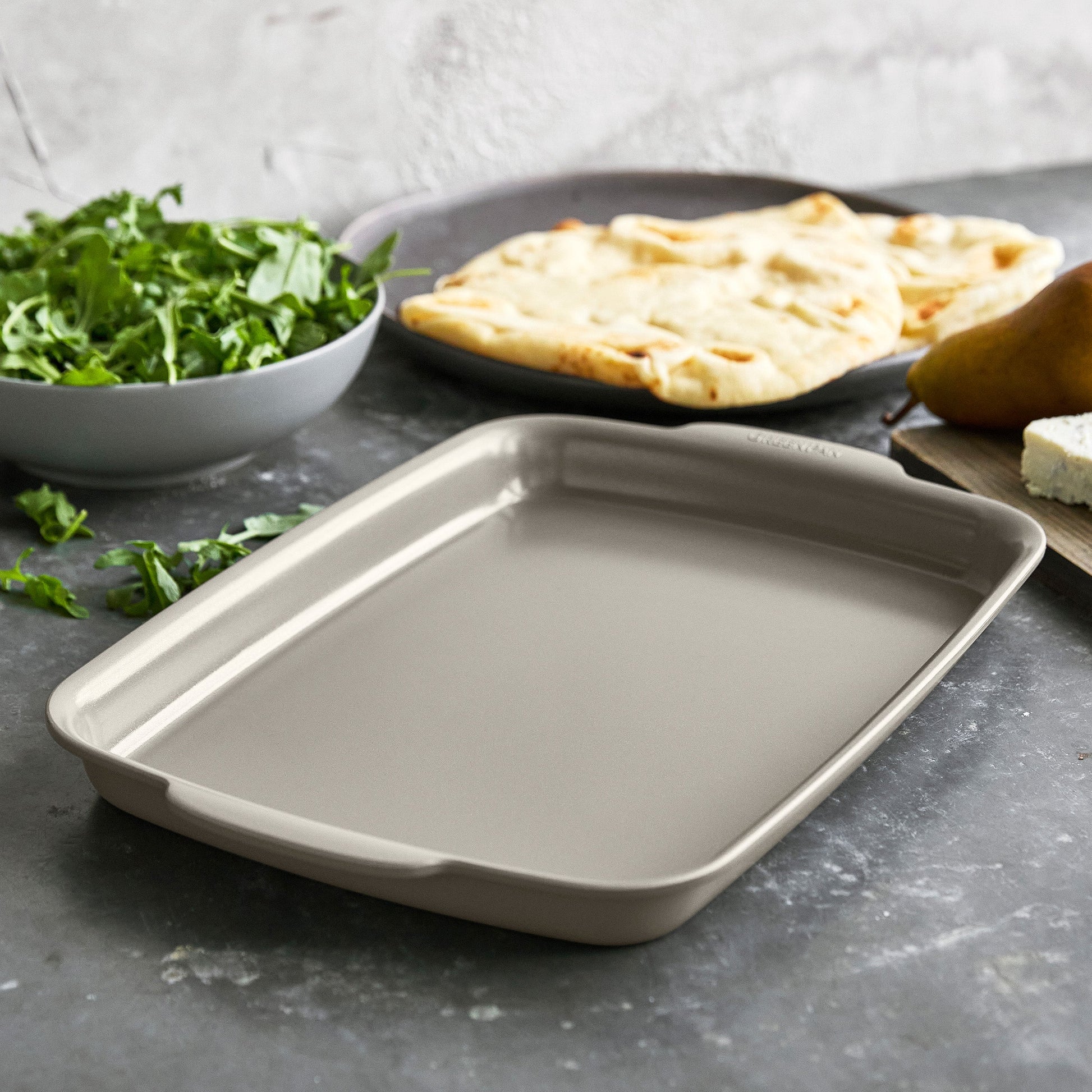 Premiere Ovenware Ceramic Nonstick 13" x 9" Quarter Sheet Pan | Taupe