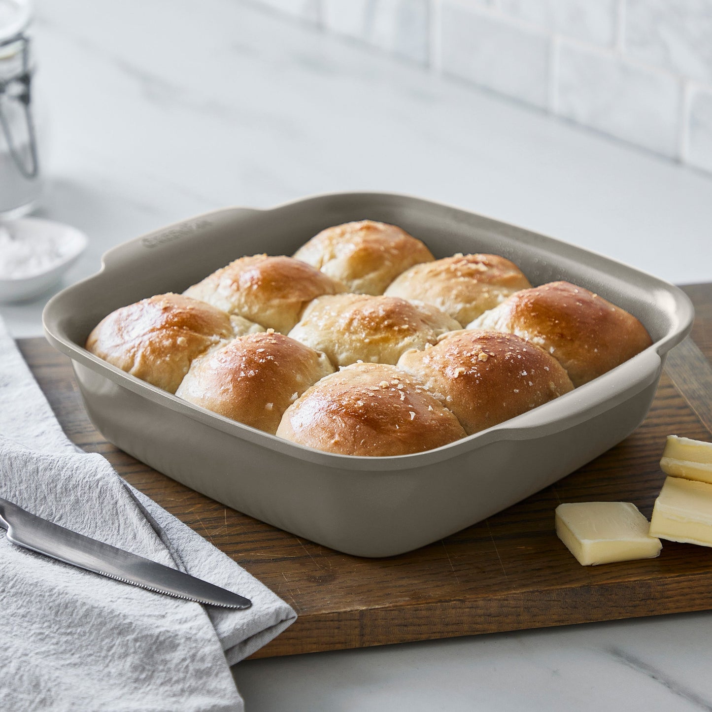 Premiere Ovenware Ceramic Nonstick 2-Piece Cake Pan Set | Taupe