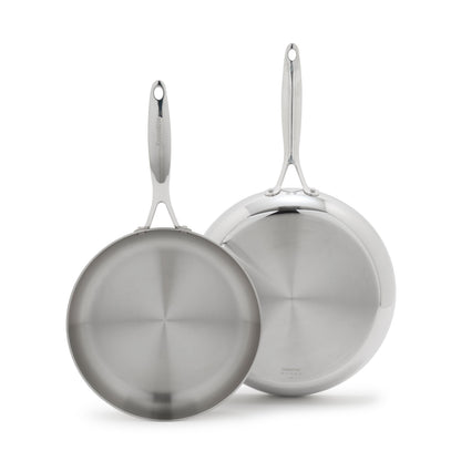 Valencia Pro Stainless Steel Uncoated 10" and 12" Frypan Set