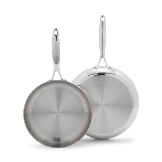 Valencia Pro Stainless Steel Uncoated 10" and 12" Frypan Set