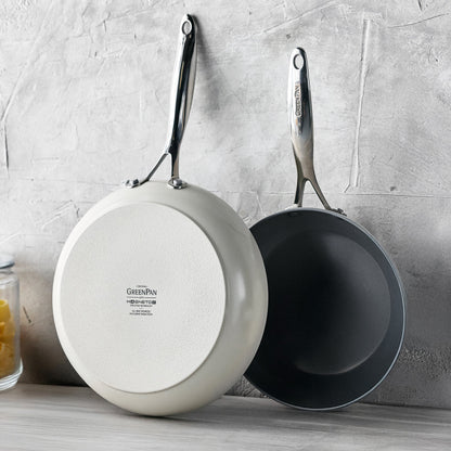 Valencia Pro Ceramic Nonstick 9.5" and 11" Frypan Set | Cream