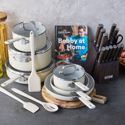 Bobby Flay by GreenPan Ultimate Set with Bobby at Home Cookbook | Cream