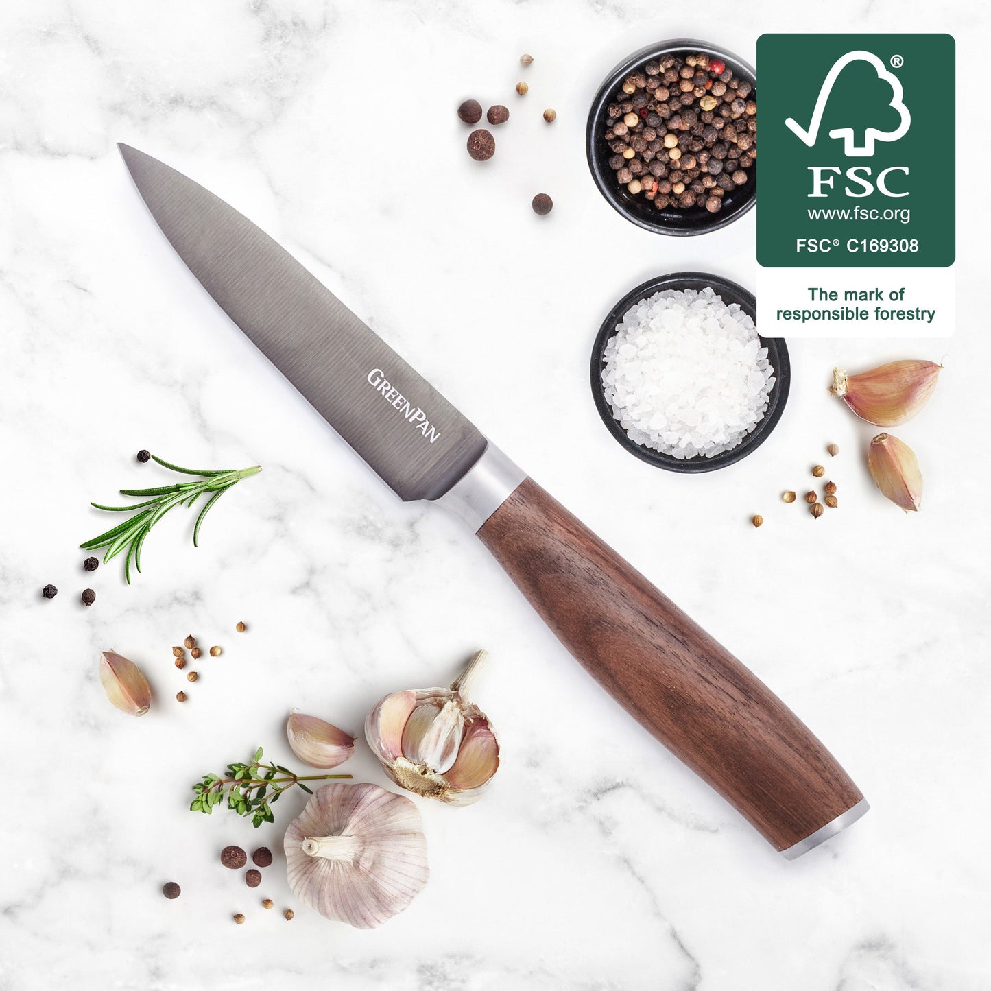 Premiere Titanium Cutlery 4" Paring Knife with Walnut Handle