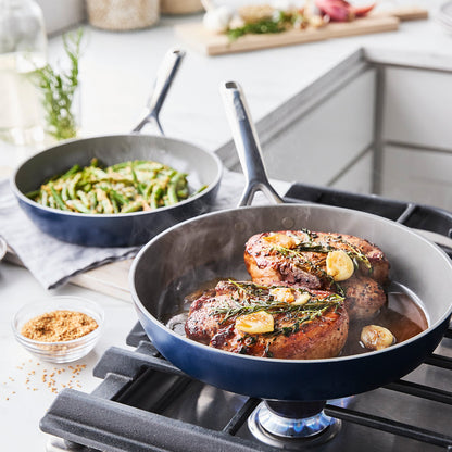 GP5 Colors Ceramic Nonstick 11-Piece Cookware Set with Mirror Handles | Oxford Blue