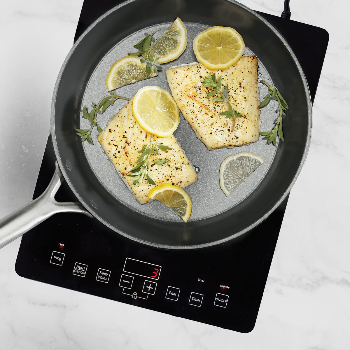GP5 Colors Ceramic Nonstick 9.5" and 11" Frypan Set with Mirror Handles | Cocoa