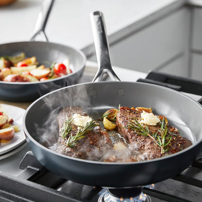 GP5 Colors Ceramic Nonstick 9.5" and 11" Frypan Set with Mirror Handles | Slate