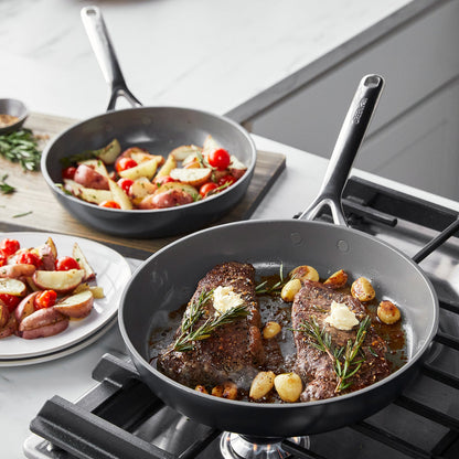 GP5 Colors Ceramic Nonstick 9.5" and 11" Frypan Set with Mirror Handles | Slate