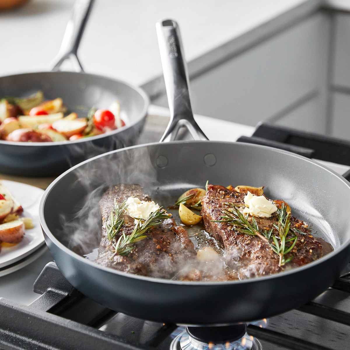 GP5 Colors Ceramic Nonstick 11-Piece Cookware Set with Mirror Handles | Slate