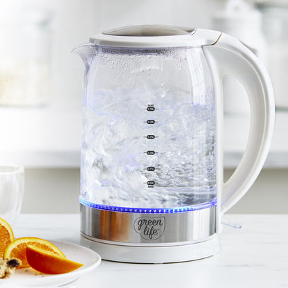 GreenLife Qwik & EZ Glass Kettle | White