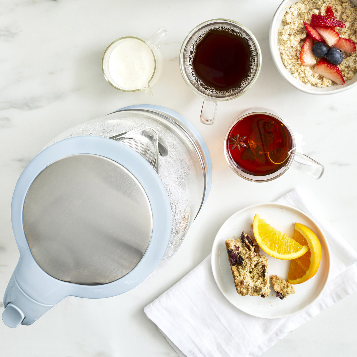 GreenLife Qwik & EZ Glass Kettle | Blue Haze