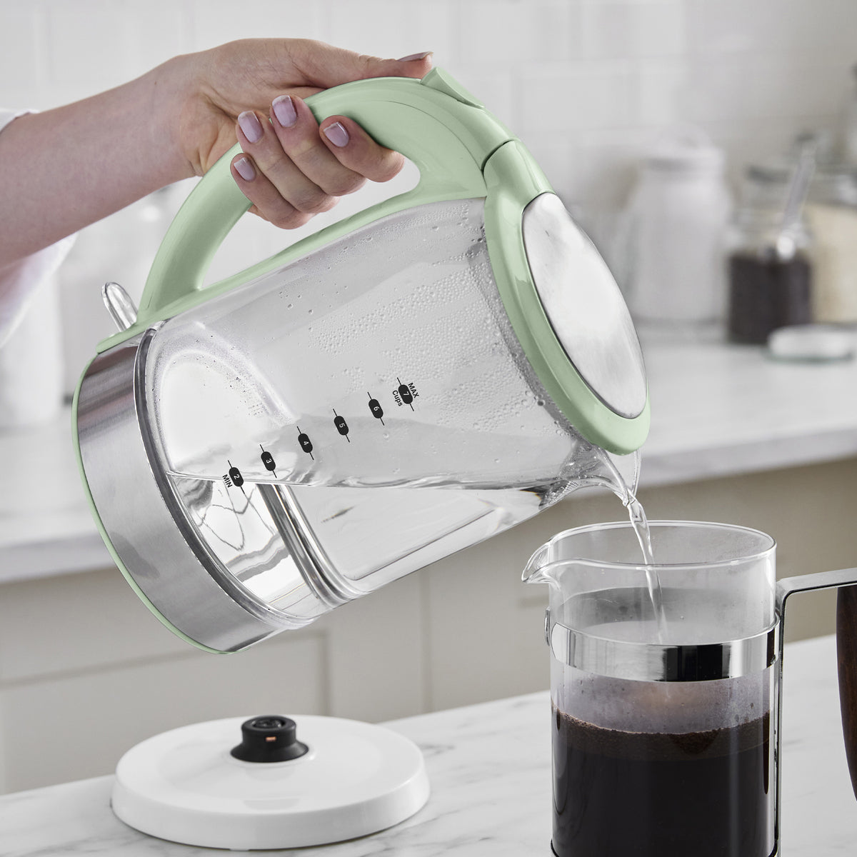 GreenLife Qwik & EZ Glass Kettle | Sage Green