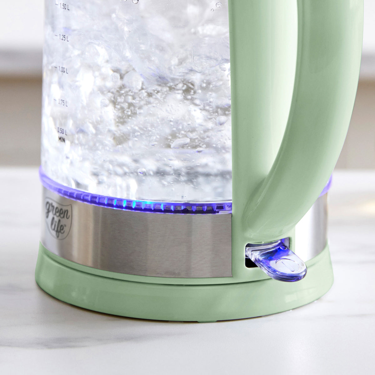 GreenLife Qwik & EZ Glass Kettle | Sage Green