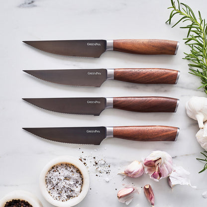 Premiere Titanium Cutlery 8-Piece Steak Knife Set with Walnut Handles