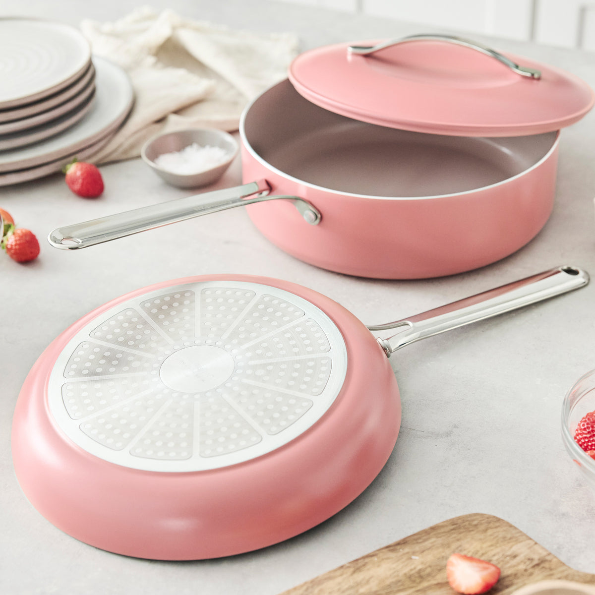 Nova Ceramic Nonstick 3-Piece Cookware Set | Coral