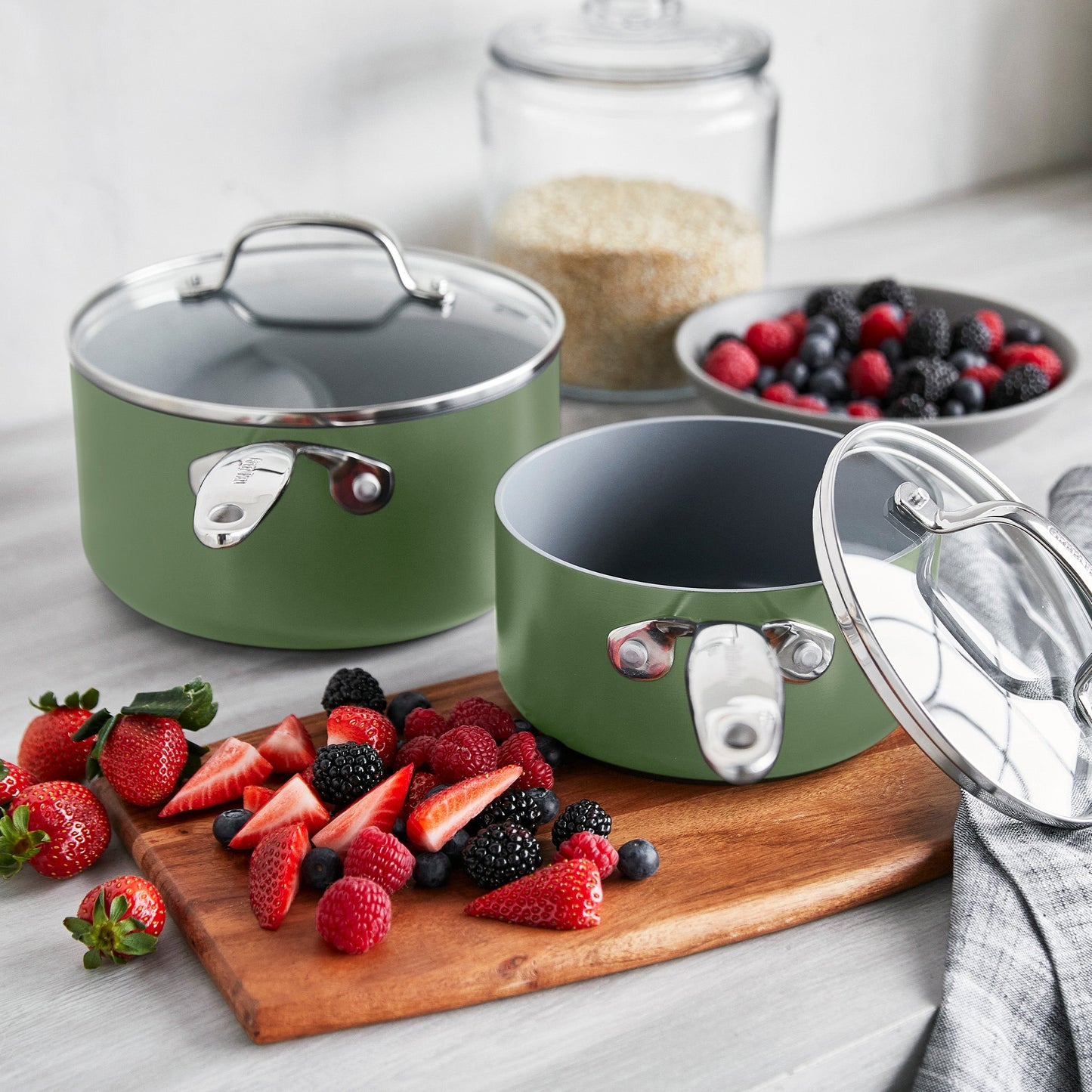 Valencia Pro Ceramic Nonstick 11-Piece Cookware Set | Sage