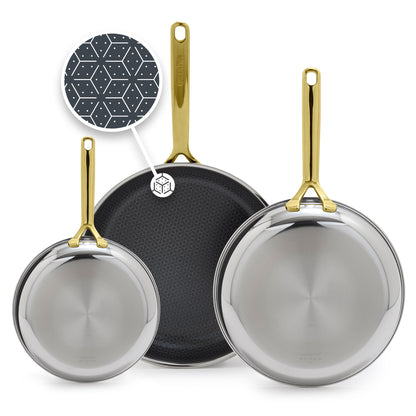 Spectra Gold Thermobond Hybrid Ceramic Nonstick 8", 10" and 12" Frypan Set