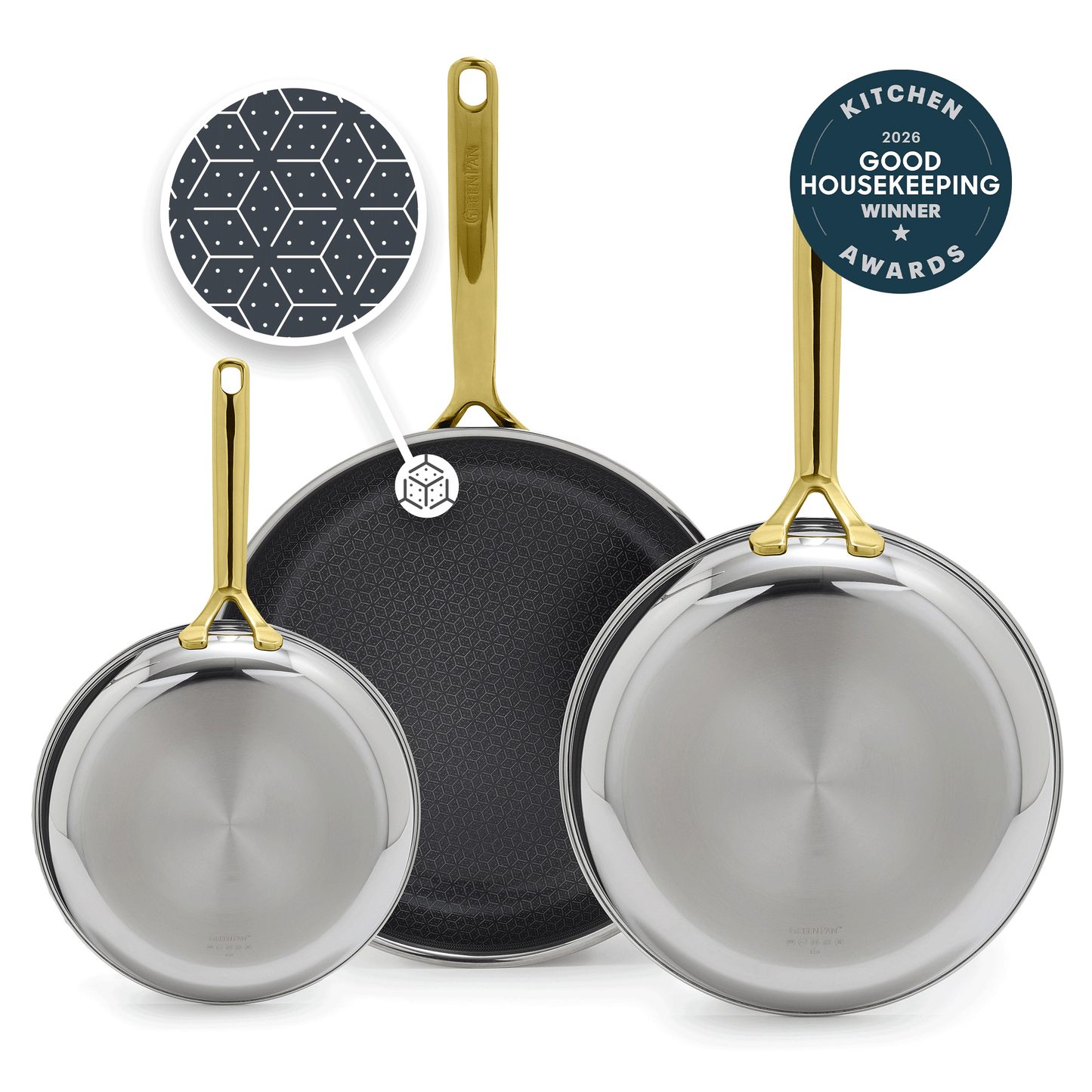 Spectra Gold Thermobond Hybrid Ceramic Nonstick 8", 10" and 12" Frypan Set