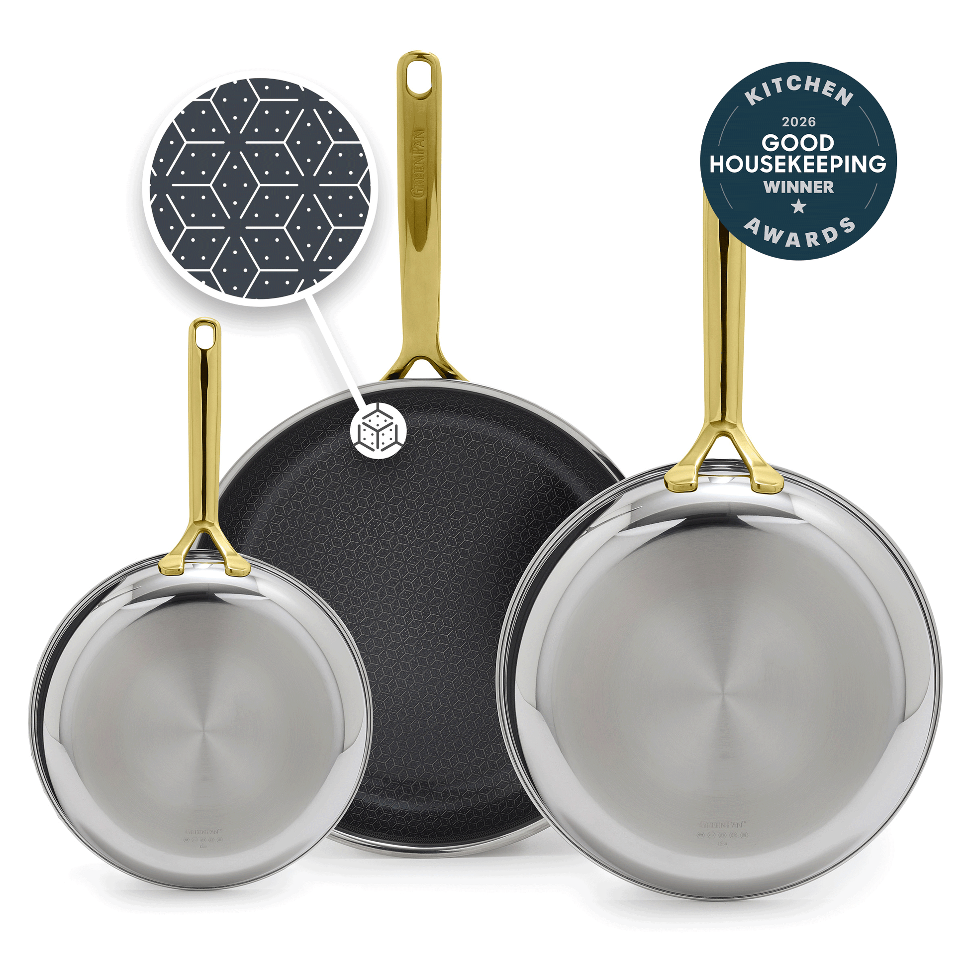 Spectra Gold Thermobond Hybrid Ceramic Nonstick 8", 10" and 12" Frypan Set