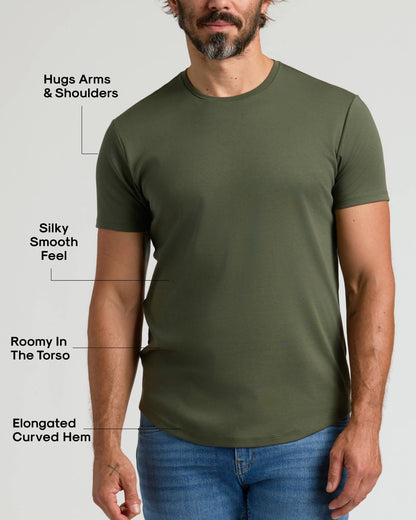 All Grove Pima Cotton Blend Curved Hem Crew 4-Pack