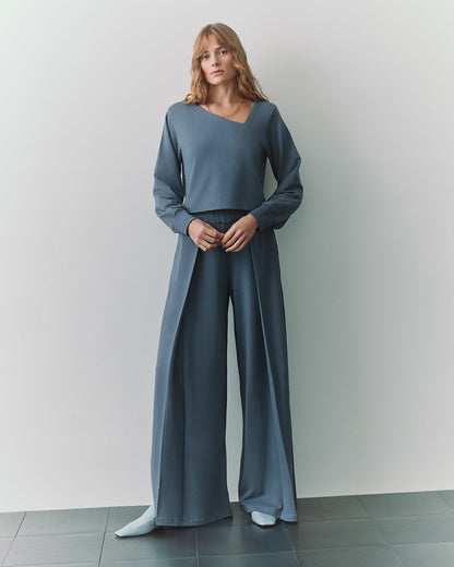 French Terry Asymmetrical Neckline Top