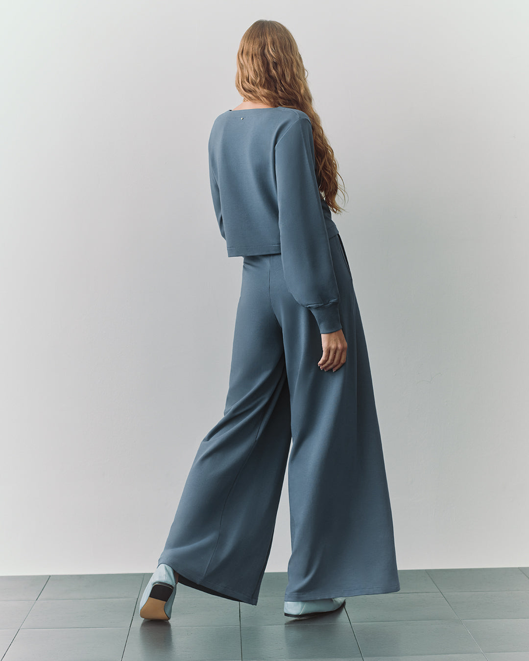 French Terry Asymmetrical Neckline Top