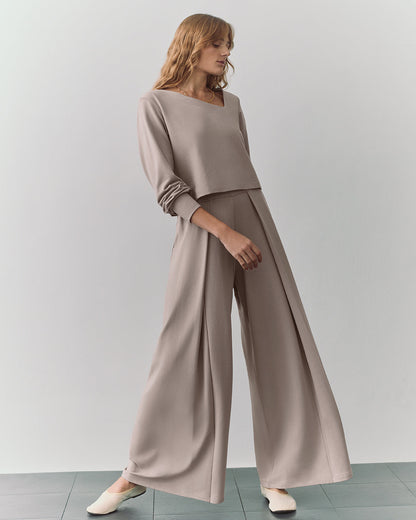French Terry Asymmetrical Neckline Top