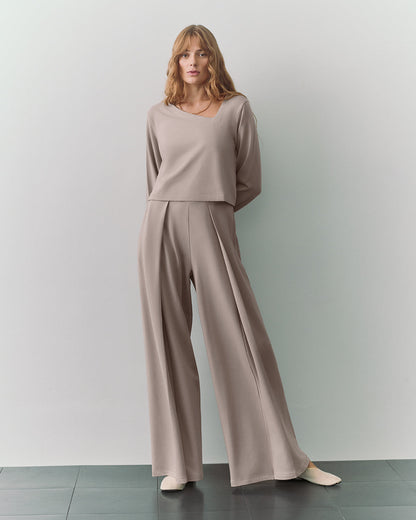 French Terry Asymmetrical Neckline Top