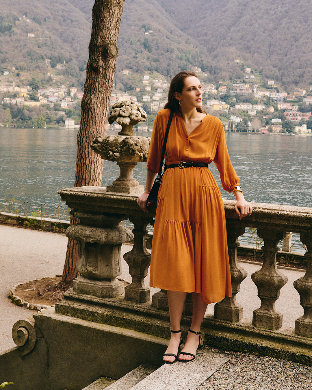 Tencel Gathered Panel Dress