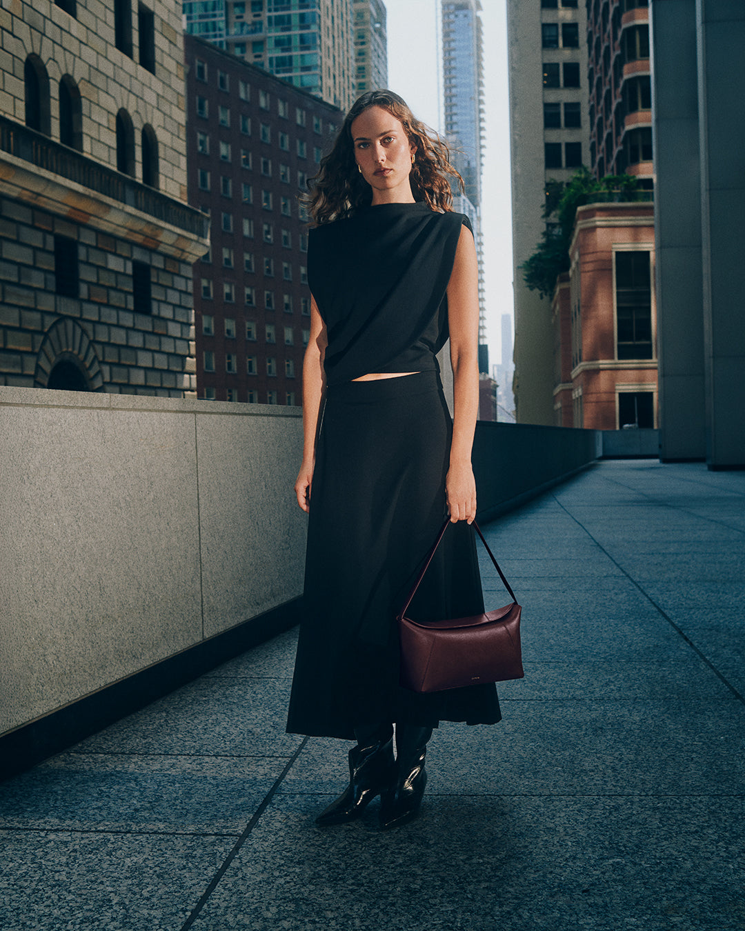 Ponte Pleat Front Skirt