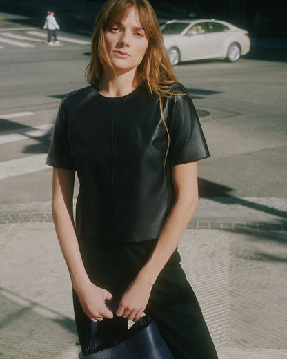 Leather Cropped Tee