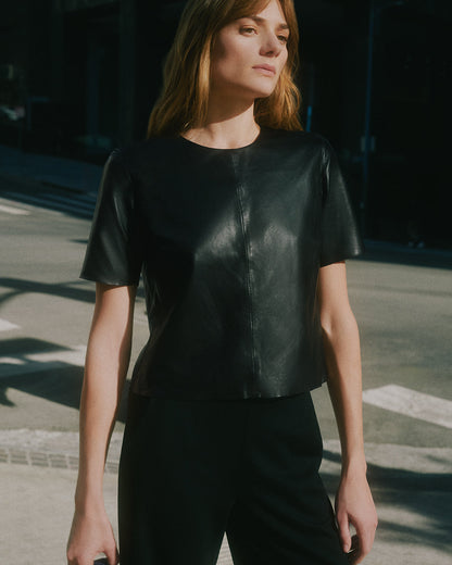 Leather Cropped Tee
