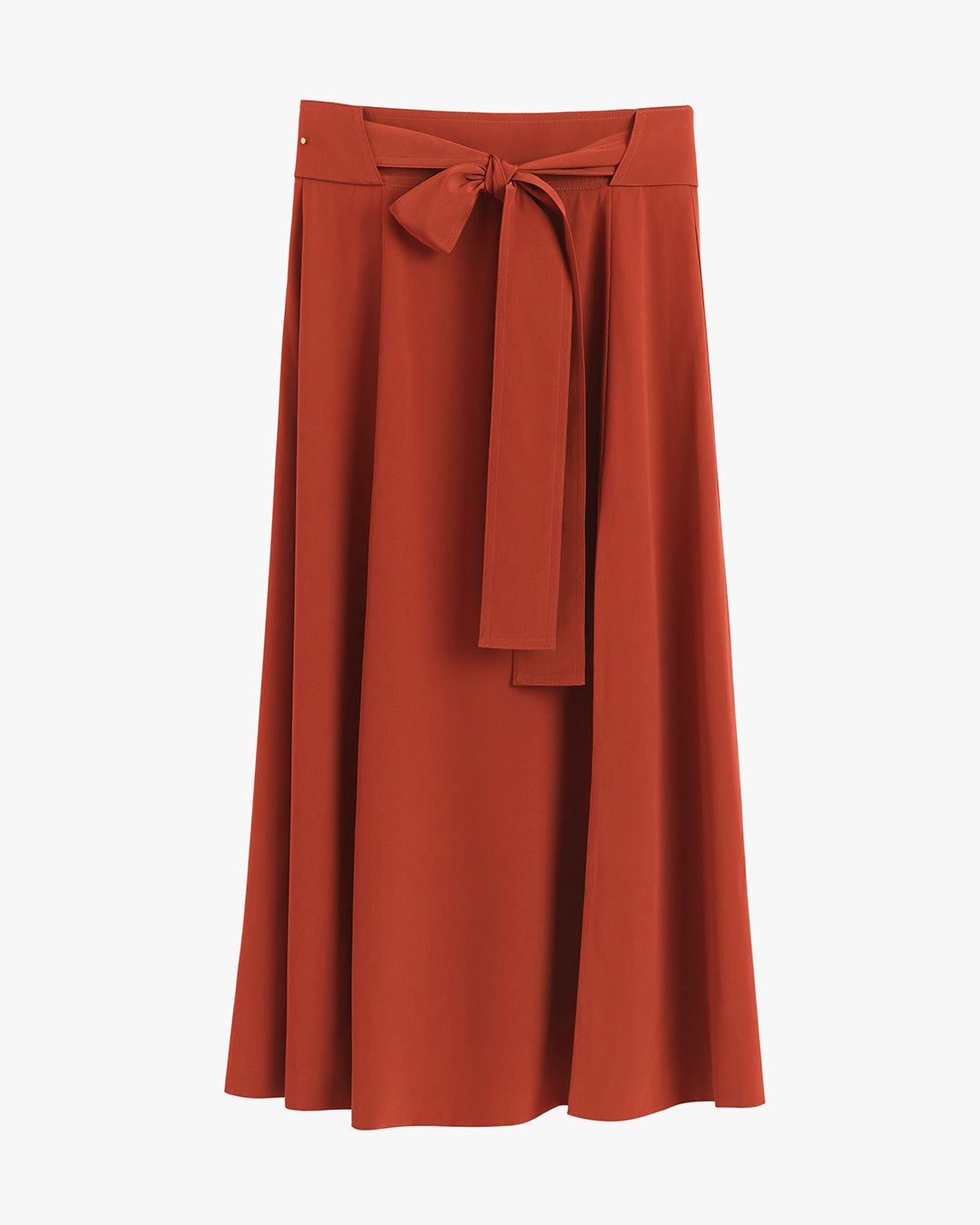 Silk Belted Midi Skirt