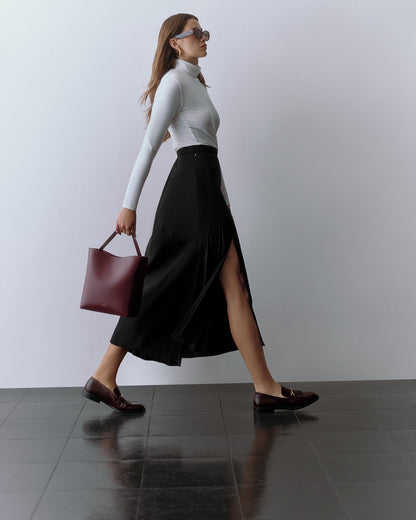 Silk Pleated Side Skirt