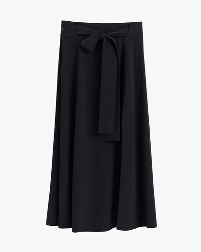 Silk Belted Midi Skirt