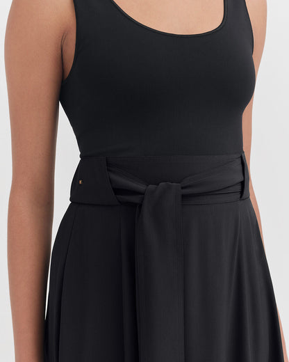Silk Belted Midi Skirt