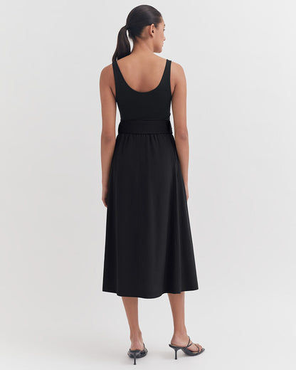 Silk Belted Midi Skirt