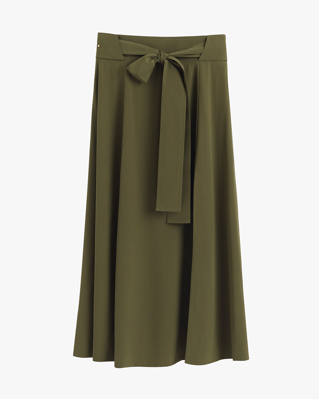 Silk Belted Midi Skirt