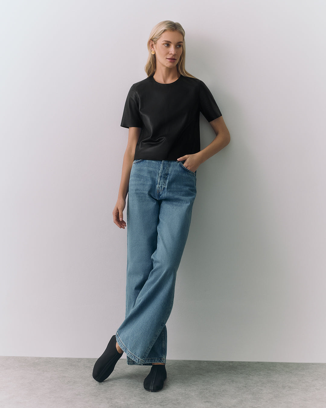 Leather Cropped Tee
