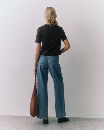 Leather Cropped Tee
