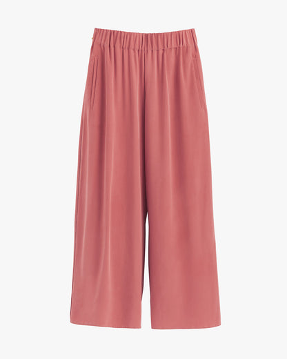 Washable Silk Wide-Leg Cropped Pant