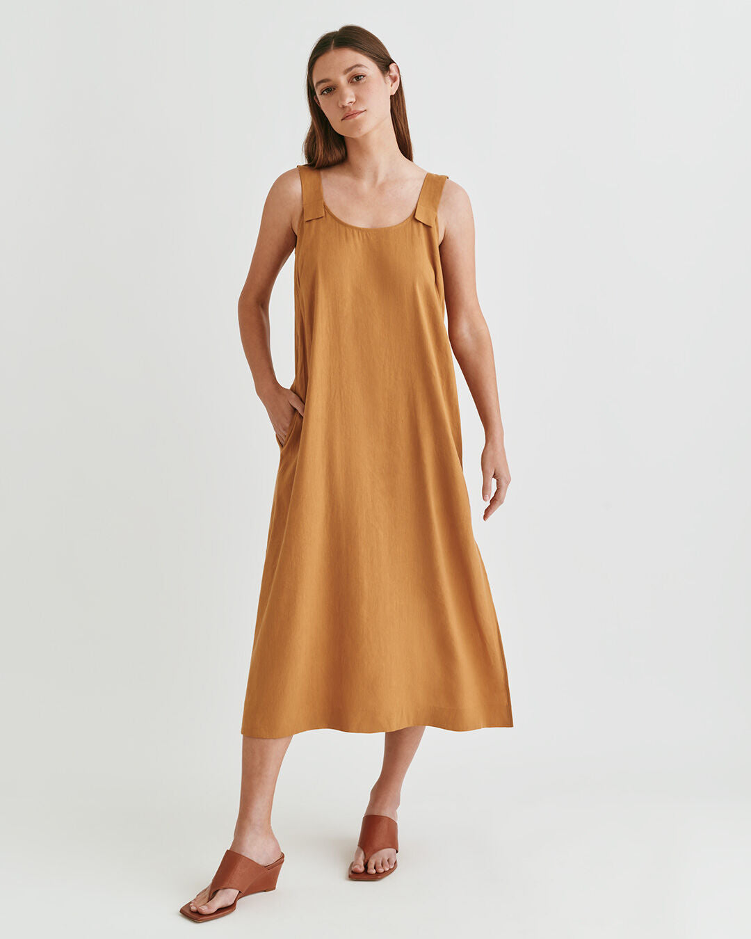 Linen Gathered Back Dress