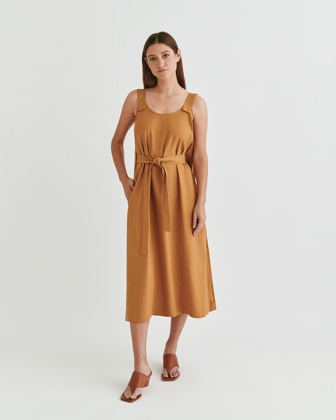 Linen Gathered Back Dress
