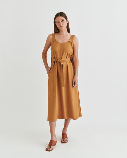 Linen Gathered Back Dress