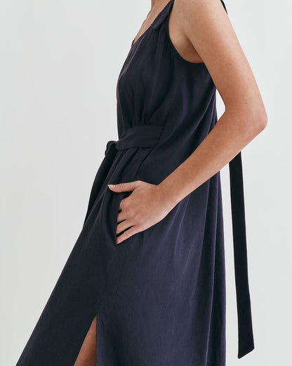 Linen Gathered Back Dress
