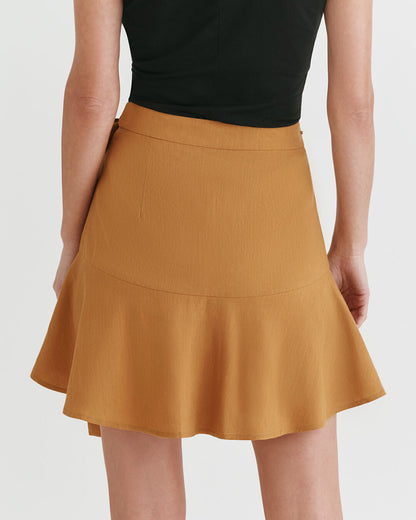 Linen Wrap Mini Skirt