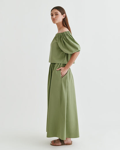 Poplin Off-The-Shoulder Cropped Top