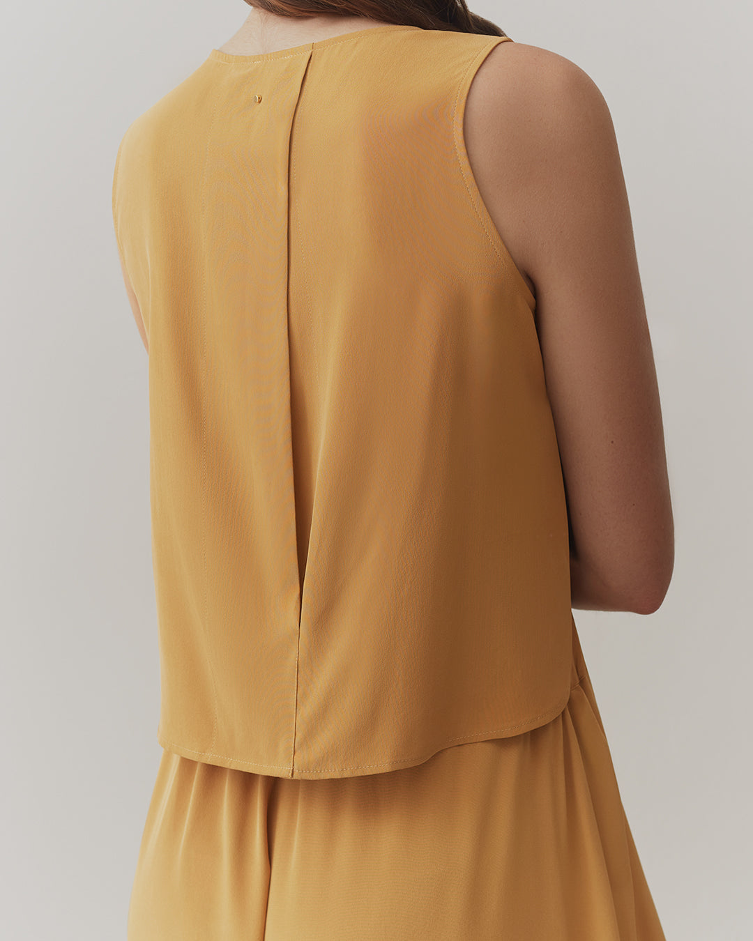 Washable Silk Cropped Overlay Tank